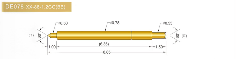 078雙頭探針尺寸、BGA雙頭頂針、雙向可動(dòng)探針、帶彈簧頂針、測(cè)試探針