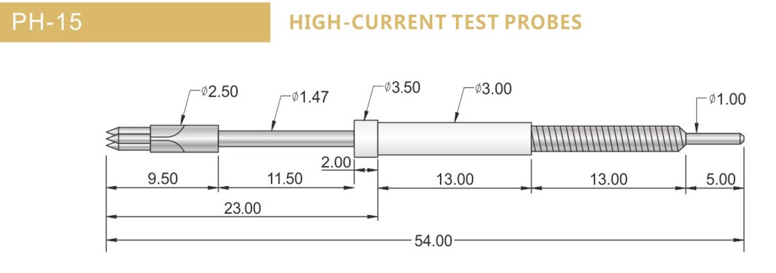 PH-15測試探針尺寸，華榮華探針選型規(guī)格