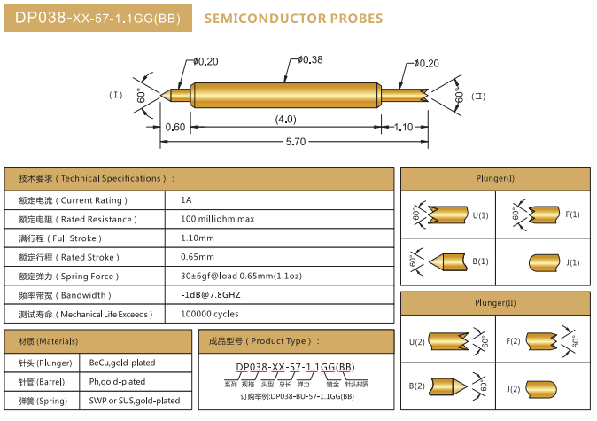 0.38mm雙頭探針,華榮華BGA雙頭探針廠家 0.38mm雙頭探針,華榮華BGA雙頭探針廠家
